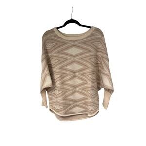 Kerisma Tan Beige Dolman Sleeve Sweater Womens S M Diamond Aztec Print